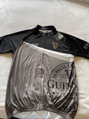 Guinness Black and Gray Short-Sleeve Cycling Jersey